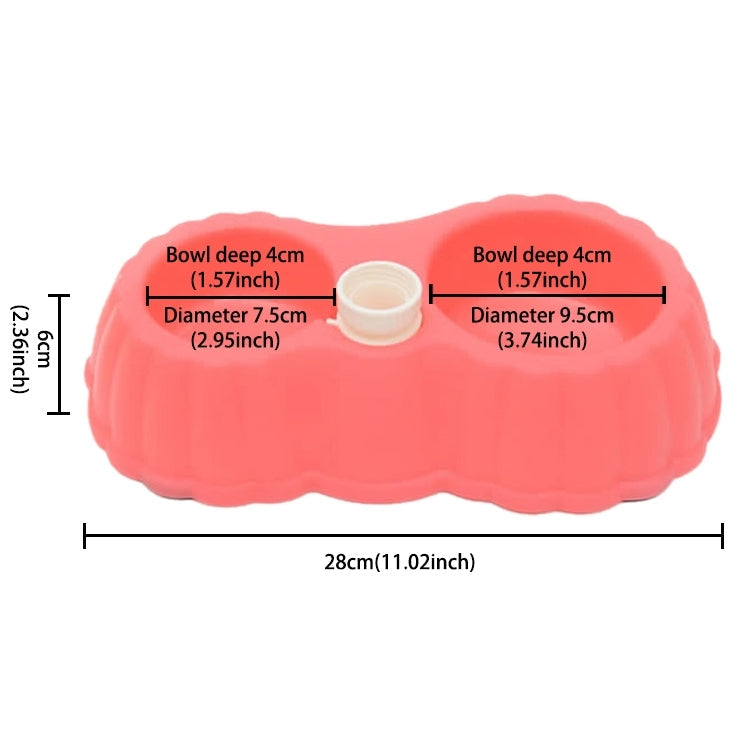 Pumpkin Shape Dog Cat Food Dish + Drinking Water Double Bowls with Automatic Water Dispenser, Size: S