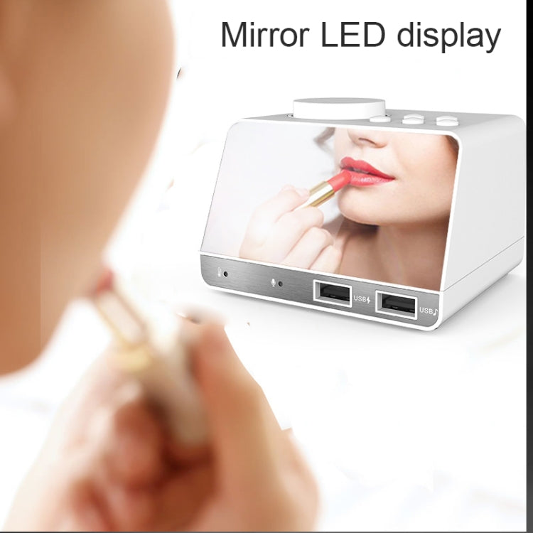 K11 Bluetooth Alarm Clock Speaker Creative Digital Music Clock Display Radio with Dual USB Interface, Support U Disk / TF Card / FM / AUX, EU Plug, EU Plug(Black), EU Plug(White)