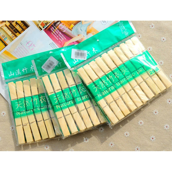 100pcs Multi-function Mini Bamboo Clothes Photo Paper Peg Clothespin Laundry Hanger Clip, Bamboo