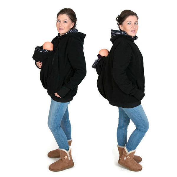 Three-in-one Multi-function Mother Kangaroo Zipper Hoodie Coat with Front Cap Size: M, Chest: 90-93cm, Waist: 70-72cm, Hip: 97-99cm