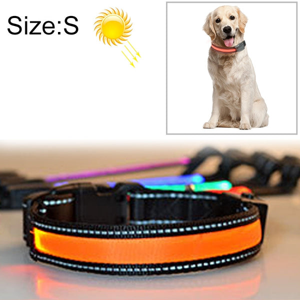Medium and Large Dog Pet Solar + USB Charging LED Light Collar, Neck Circumference Size: S, 35-40cm