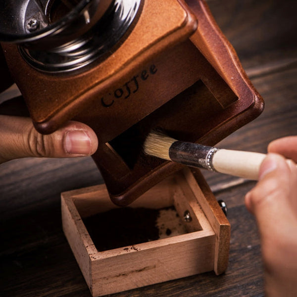 2 PCS Wood Handle Bristles Coffee Grinder Dusting Cleaning Brush, Length: 19.5cm, Cleaning Brush