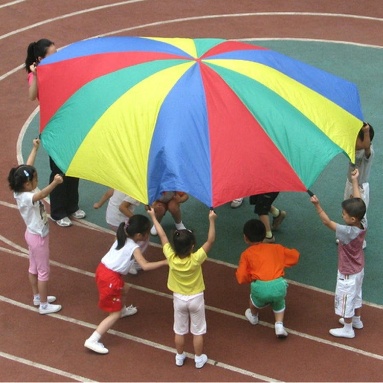 7m Children Outdoor Game Exercise Sport Toys Rainbow Umbrella Parachute Play Fun Toy with 16 Handle Straps for Families / Kindergartens / Amusement Parks