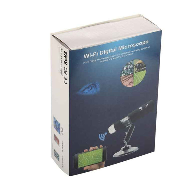 50X~1000X Magnifier HD Image Sensor 1920x1080P USB WiFi Digital Microscope with 8 LED & Professional Stand (Black)
