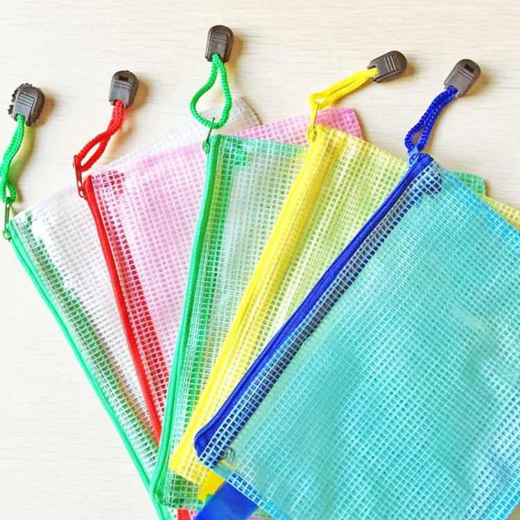 12 PCS Zipper Plastic Mesh Stationery Bag, Random Color Delivery (A5, Size: 24x17.5cm), A5, Size: 24x17.5cm