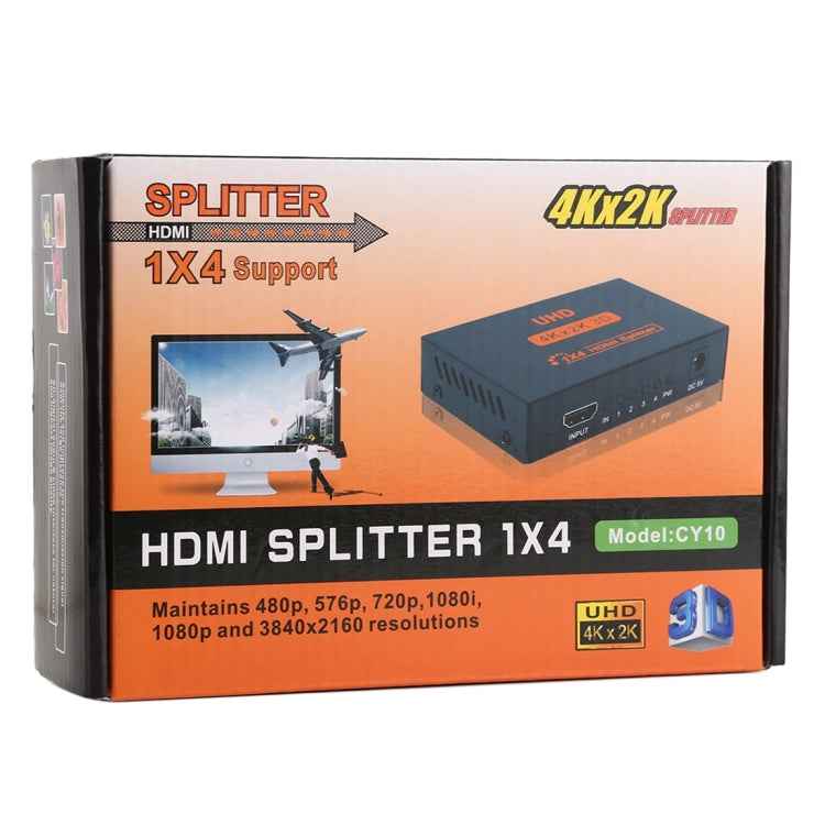 CY10 UHD 4K x 2K 3D 1 x 4 HDMI Splitter (EU Plug)