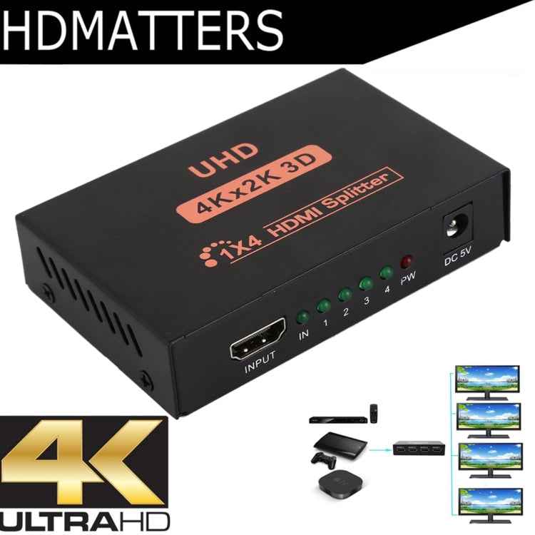 CY10 UHD 4K x 2K 3D 1 x 4 HDMI Splitter (EU Plug)