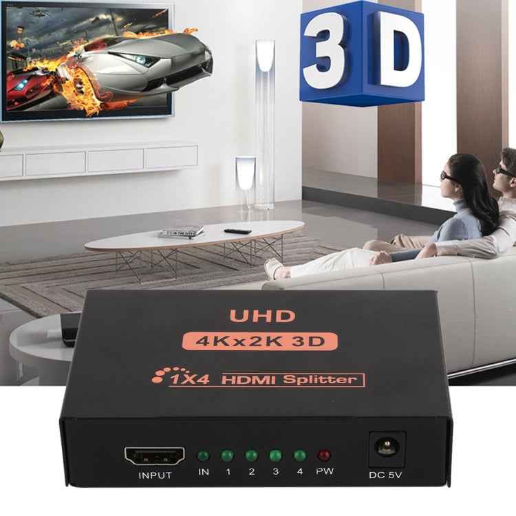CY10 UHD 4K x 2K 3D 1 x 4 HDMI Splitter (EU Plug)