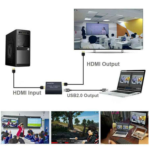 USB 2.0 to HDMI 4K HD Video Capture with Loop (Black)