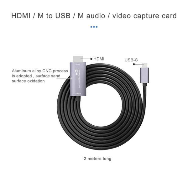 Z36A HDMI Male to USB-C / Type-C Male HD Video Capture Card, Cable Length: 2m