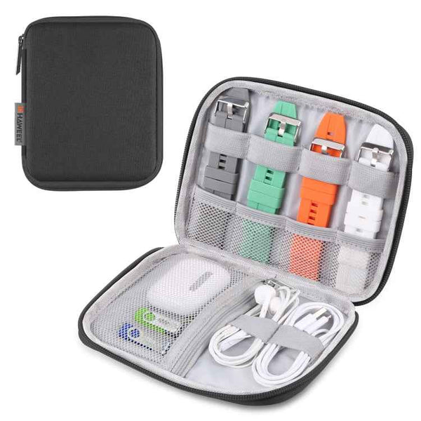 HAWEEL Watch Band Organizer Box Earphones / U Disk / Digital Cable Storage Case(Black)