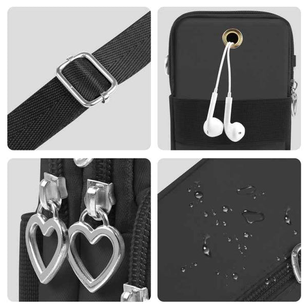 HAWEEL Mini Crossbody Vertical Zipper Pouch Phone Case Bag(Black)