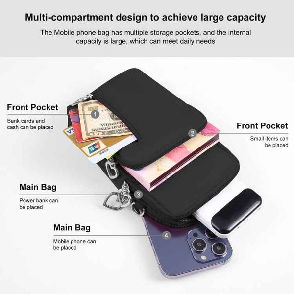 HAWEEL Mini Crossbody Vertical Zipper Pouch Phone Case Bag(Black)