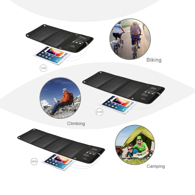 HAWEEL 28W Foldable Solar Panel Charger with 5V 3A Max Dual USB Ports