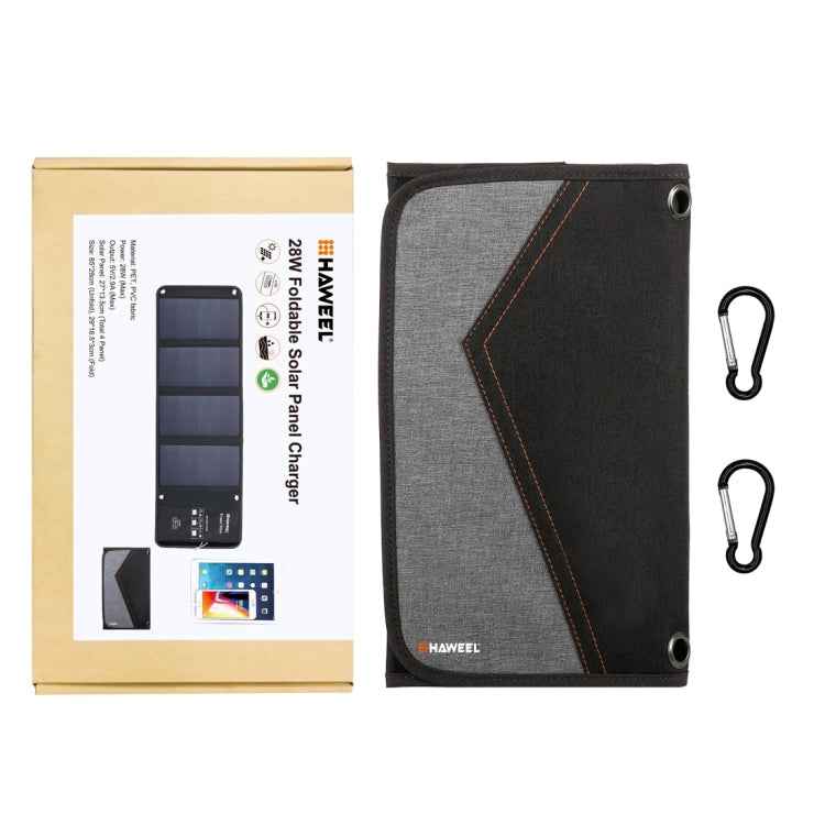 HAWEEL 28W Foldable Solar Panel Charger with 5V 3A Max Dual USB Ports