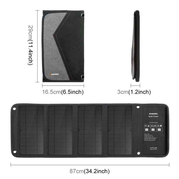 HAWEEL 28W Foldable Solar Panel Charger with 5V 3A Max Dual USB Ports