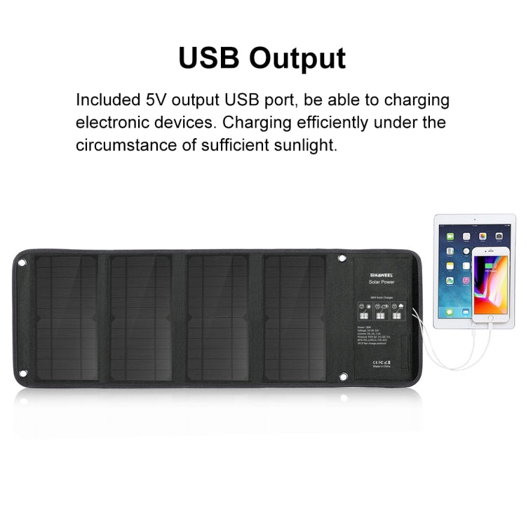 HAWEEL 28W Foldable Solar Panel Charger with 5V 3A Max Dual USB Ports