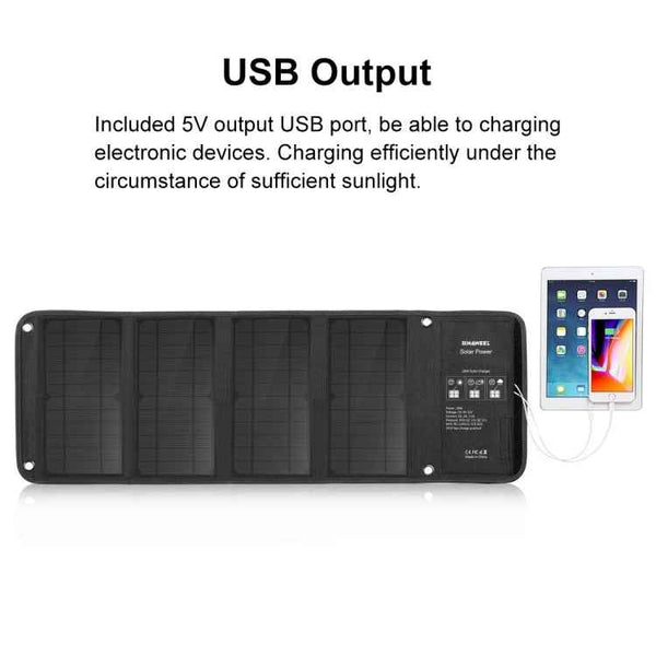 HAWEEL 28W Foldable Solar Panel Charger with 5V 3A Max Dual USB Ports