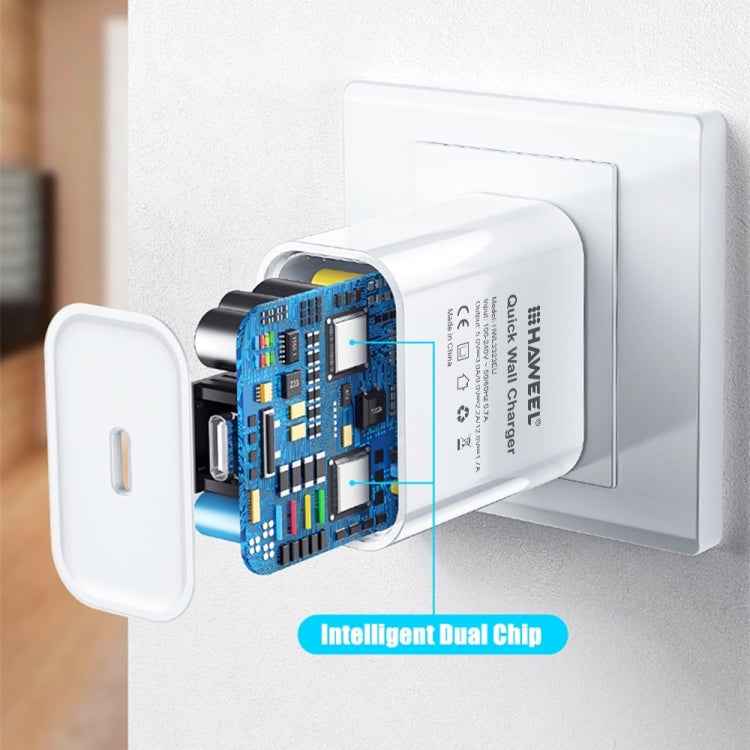 HAWEEL PD 20W Single USB-C / Type-C Interface QC Travel Charger, Support Full QC Protocol, EU Plug, QC Charger EU Plug