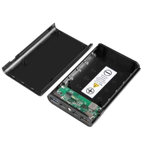 HAWEEL 4x18650 DIY 12000mAh Power Bank Shell with Dual USB & Display (Black)