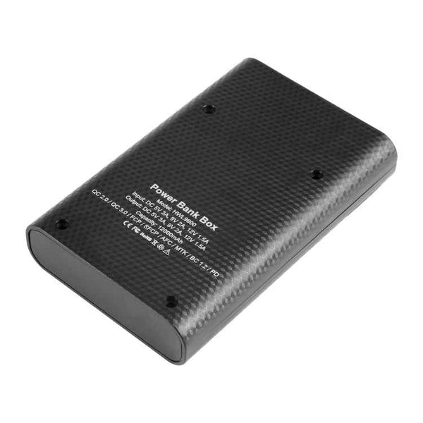 HAWEEL 4x18650 DIY 12000mAh Power Bank Shell with Dual USB & Display (Black)