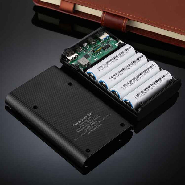 HAWEEL 4x18650 DIY 12000mAh Power Bank Shell with Dual USB & Display (Black)