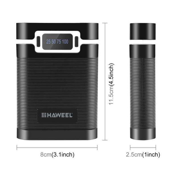 HAWEEL 4x18650 DIY 10000mAh Power Bank Shell with Dual USB & Display (Black)