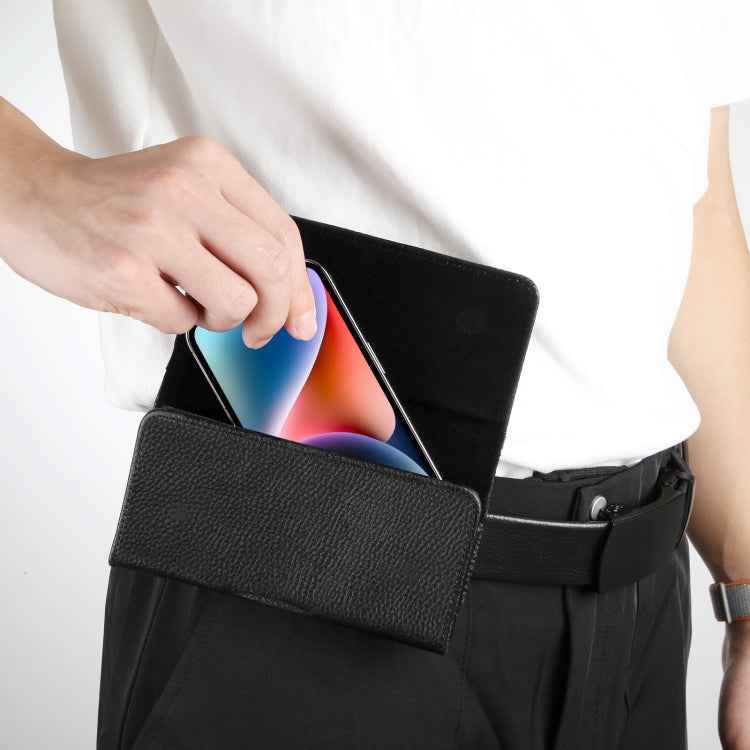 HAWEEL 4.7-6.1 inch Litchi Texture Genuine Leather Phone Belt Clip Horizontal Carrying Pouch (Black)