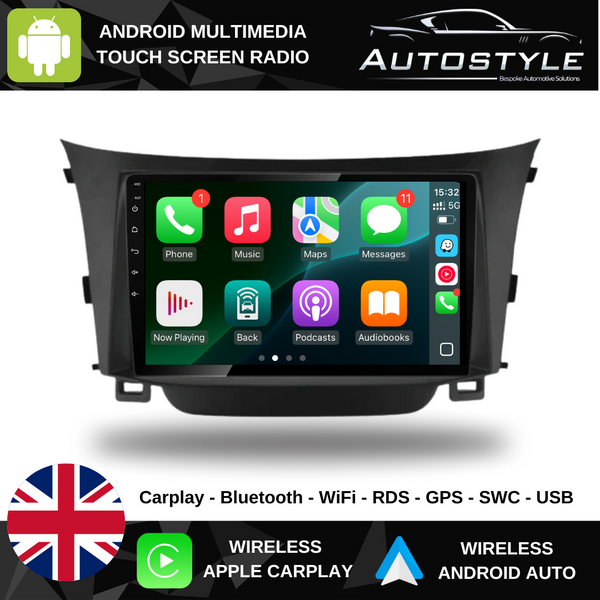 Hyundai i30 GD Elantra GT Apple Carplay / Android Auto 9" Stereo Upgrade 2011–17
