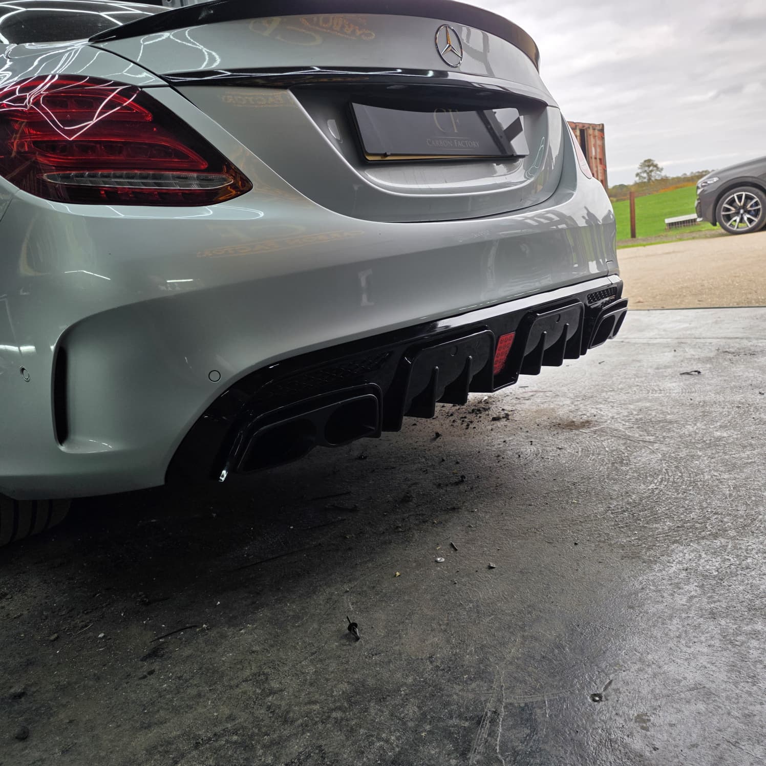 Brabus Style Gloss Black Rear Diffuser & Exhaust Tips for Mercedes Benz W205 C Class & C63 Saloon 15-21