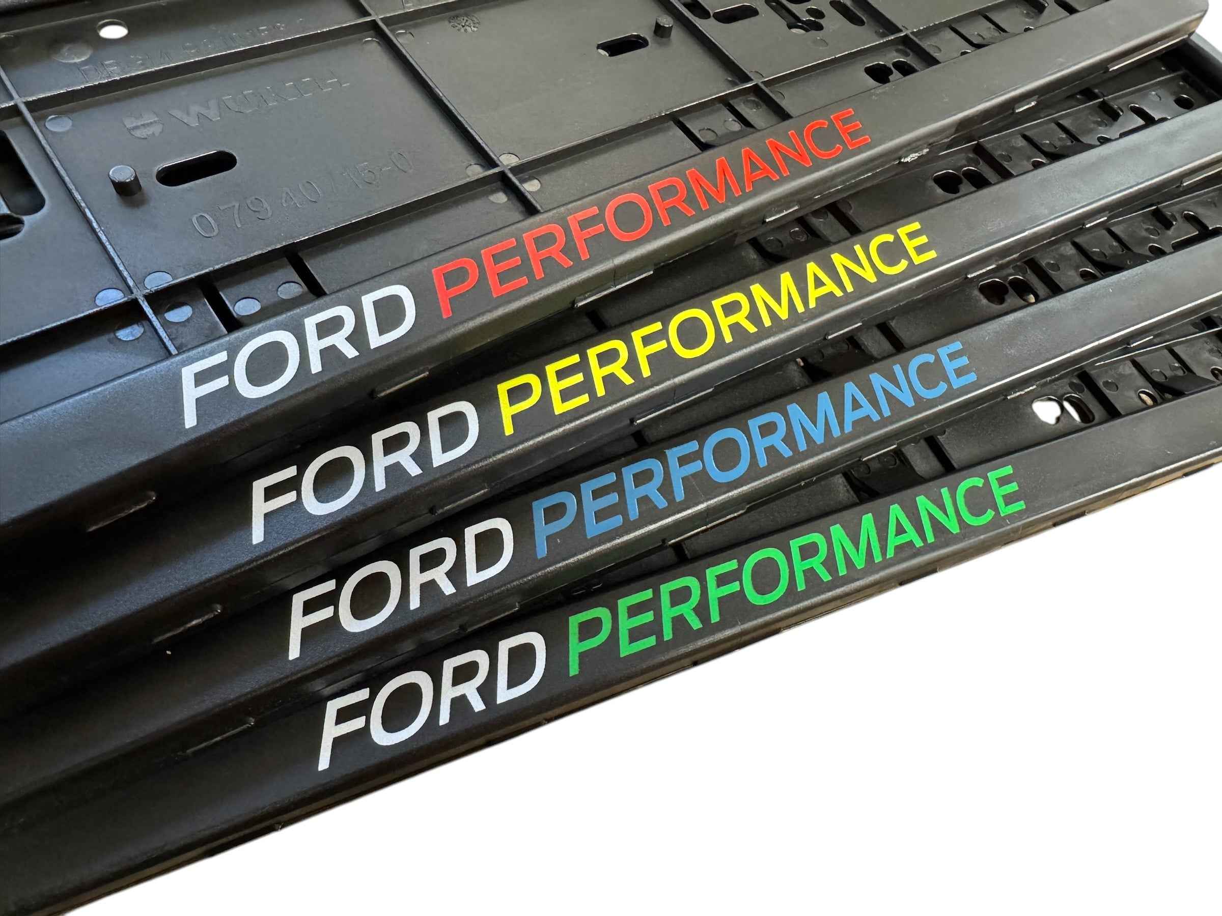 Ford Performance Number Plate Surrounds – Multi-Colour Logo | Sold as a Pair