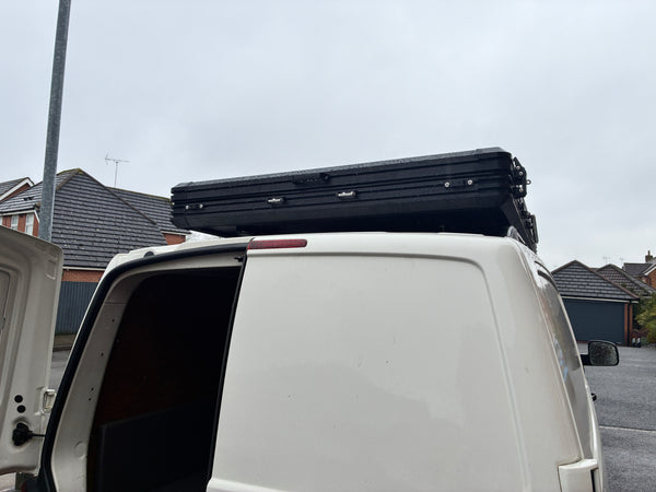WEIER Aluminium Clamshell Hard Shell Triangle Roof Top Tent 2 Person LED Lighting + Mattress + Ladder