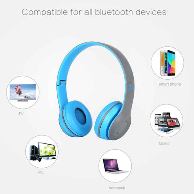 P47 Foldable Wireless Bluetooth Headphone with 3.5mm Audio Jack, Support MP3 / FM / Call(Blue)