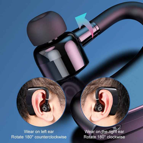 V12 Bluetooth 5.2 Business Hanging Ear Style Smart LED Digital Display Wireless Bluetooth Earphone with Charging Box