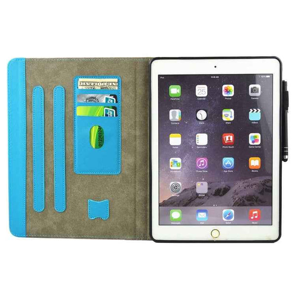 Elephant Lotus Pattern Leather Case for iPad 9.7 (2018/2017) & Air/Air 2 with Holder & Card Slots