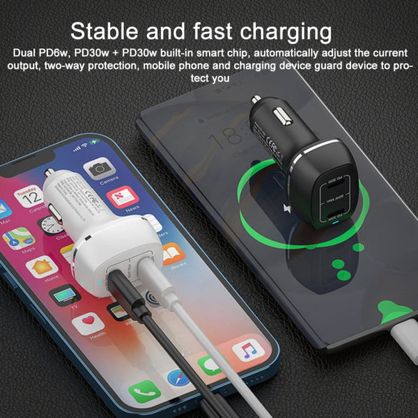 ACC-580 Dual Ports PD 60W Fast Charging Car Charger
