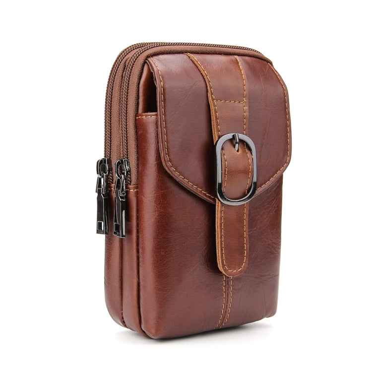 6.3 inch and Below Universal Crazy Horse Texture Genuine Leather Men Vertical Style Case Waist Bag with Belt Hole for Sony, Huawei, Meizu, Lenovo, ASUS, Cubot, Oneplus, Xiaomi, Ulefone, Letv, DOOGEE, Vkworld, and other Smartphones(Brown)