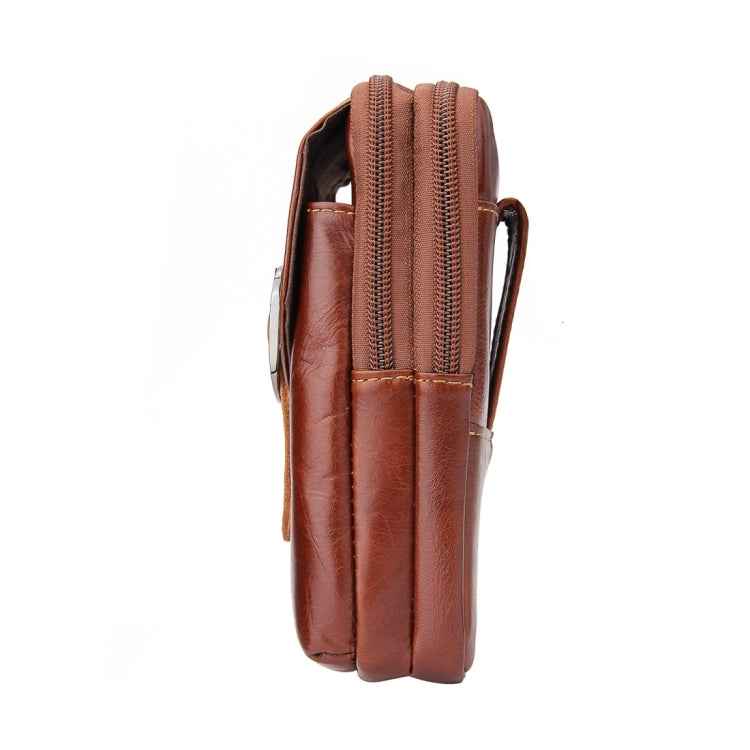 6.3 inch and Below Universal Crazy Horse Texture Genuine Leather Men Vertical Style Case Waist Bag with Belt Hole for Sony, Huawei, Meizu, Lenovo, ASUS, Cubot, Oneplus, Xiaomi, Ulefone, Letv, DOOGEE, Vkworld, and other Smartphones(Brown)