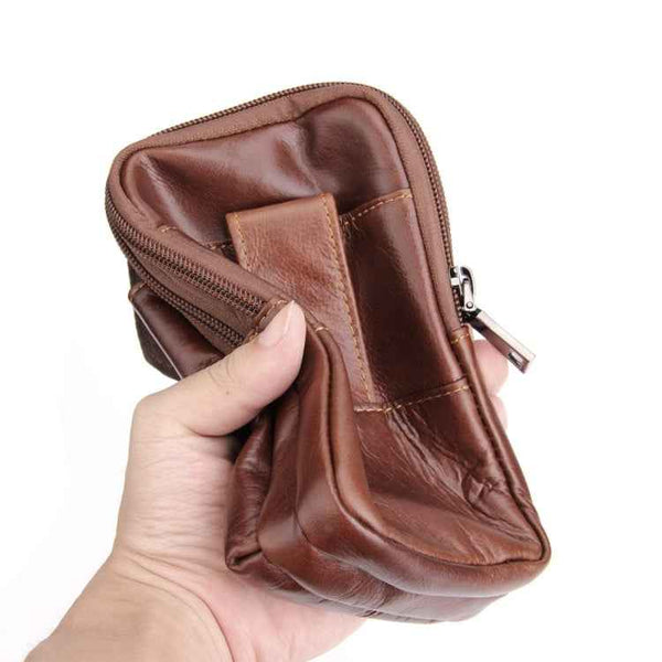 6.3 inch and Below Universal Crazy Horse Texture Genuine Leather Men Vertical Style Case Waist Bag with Belt Hole for Sony, Huawei, Meizu, Lenovo, ASUS, Cubot, Oneplus, Xiaomi, Ulefone, Letv, DOOGEE, Vkworld, and other Smartphones(Brown)