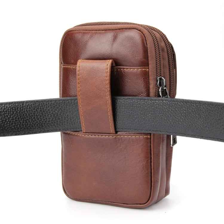 6.3 inch and Below Universal Crazy Horse Texture Genuine Leather Men Vertical Style Case Waist Bag with Belt Hole for Sony, Huawei, Meizu, Lenovo, ASUS, Cubot, Oneplus, Xiaomi, Ulefone, Letv, DOOGEE, Vkworld, and other Smartphones(Brown)
