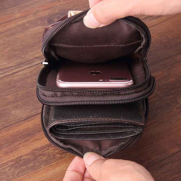 6.3 inch and Below Universal Crazy Horse Texture Genuine Leather Men Vertical Style Case Waist Bag with Belt Hole for Sony, Huawei, Meizu, Lenovo, ASUS, Cubot, Oneplus, Xiaomi, Ulefone, Letv, DOOGEE, Vkworld, and other Smartphones(Brown)