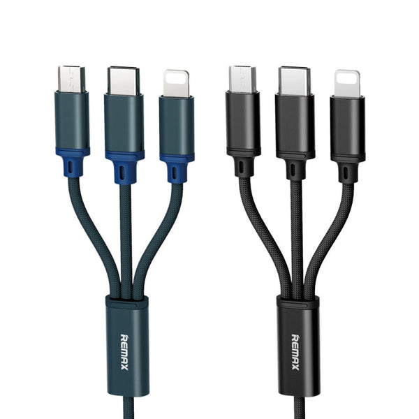 REMAX RC-131TH 1m 2.8A 3 in 1 USB to 8 Pin & USB-C / Type-C & Micro USB Charging Cable