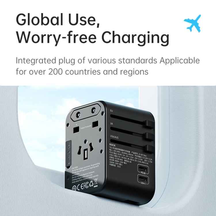 ROCK T62 35.5W Global Travel Multifunctional Plug PD Charger Power Adapter, T62
