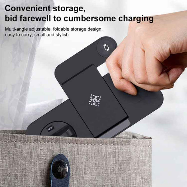 6 in 1 Multifunctional Foldable Vertical Wireless Charger (Black)