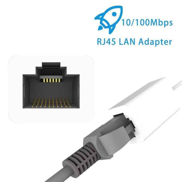 QTS-LAN8152B 1m 8 Pin to RJ45 Ethernet LAN Network Adapter Cable(White)