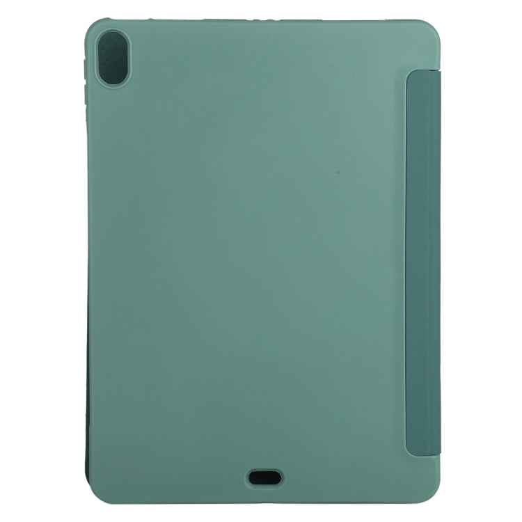 Millet Texture PU+ Silicone Full Coverage Leather Case with Multi-folding Holder for iPad Air (2020) 10.9 inch (Dark Green)