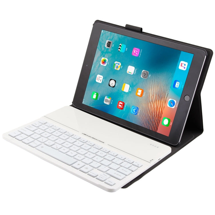 FT2068D For iPad Air 2 & Air 1 / Pro 9.7 inch & 2017 iPad & 2018 iPad Backlight Version Lambskin Texture Detachable Tempered Glass Bluetooth Keyboard Leather Tablet Case with Pen Slot & Stand Function
