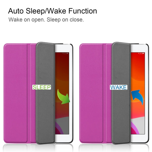 For iPad 10.2 Custer Texture Horizontal Flip Smart PU Leather Case with Sleep / Wake-up Function & Three-folding Holder, For iPad 10.2