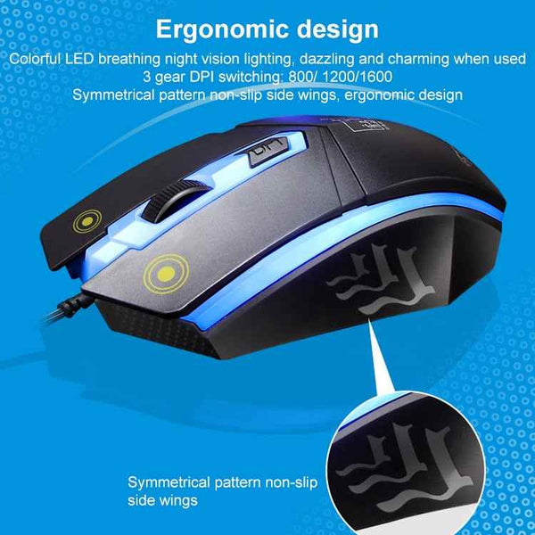 ZGB G21 Luminous Wired Keyboard + Mouse Set, G21 (Black)