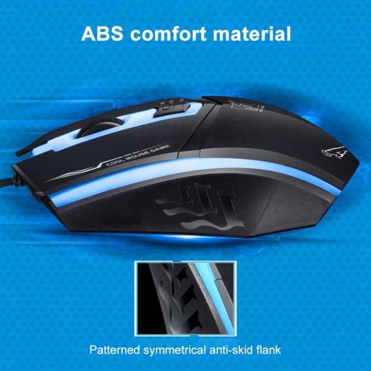 Chasing Leopard 199 USB 1600DPI Three-speed Adjustable LED Backlight Wired Optical Gaming Mouse, Length: 1.3m, 199 Black, 199